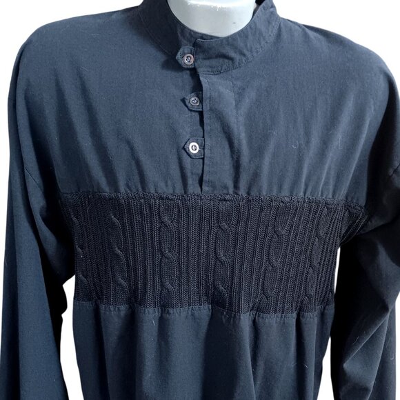 Vintage Men's Small Shirt New Wave 80's Mandarin Collar Henley Goth Indy Rocker - Picture 1 of 5